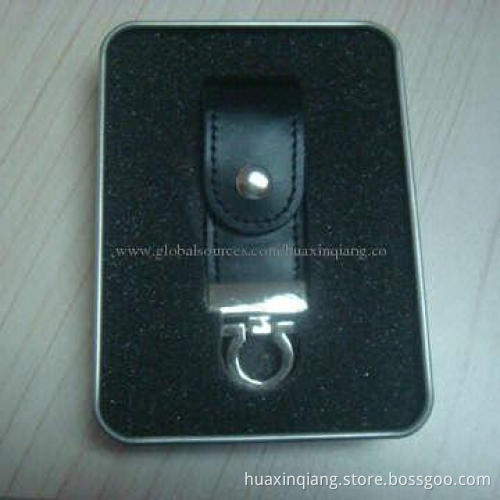 USB Memory Drive, Leather + Metal Materials, 512MB-64GB Capacities, Logo Design, 5-year Warranty